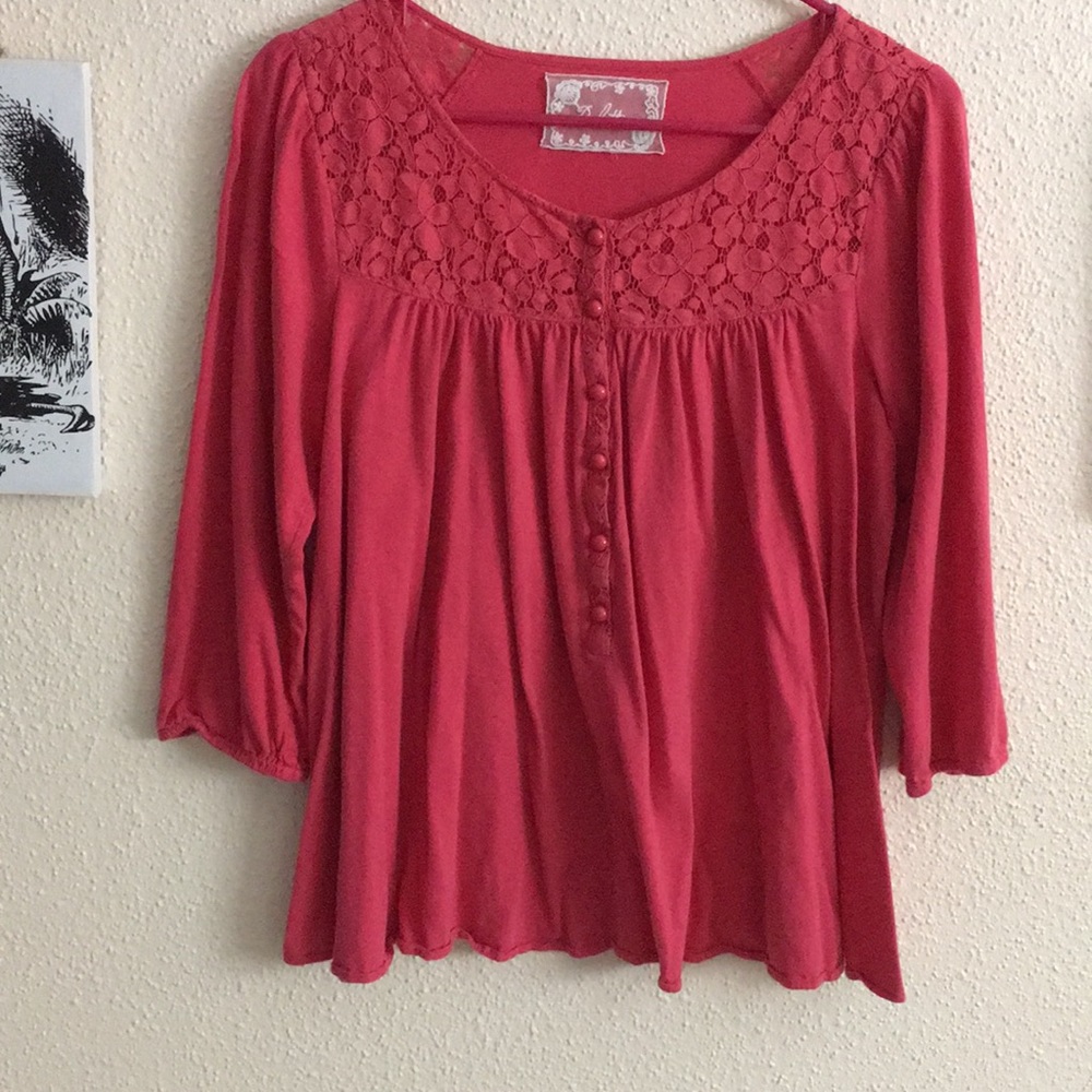 Pink deletta Anthropologie top